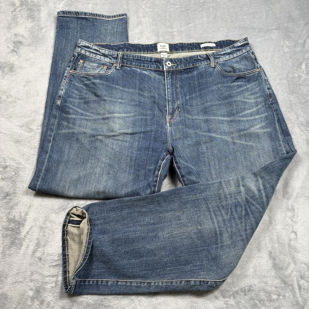 Flint and Tinder Blue Athletic Straight Fit Selvedge Denim Jeans Men's 44x32